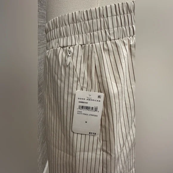 🩷 (Set) Good American Women's Stripe Poplin Weekend Button Down & Shorts 🩷 - Picture 5 of 6